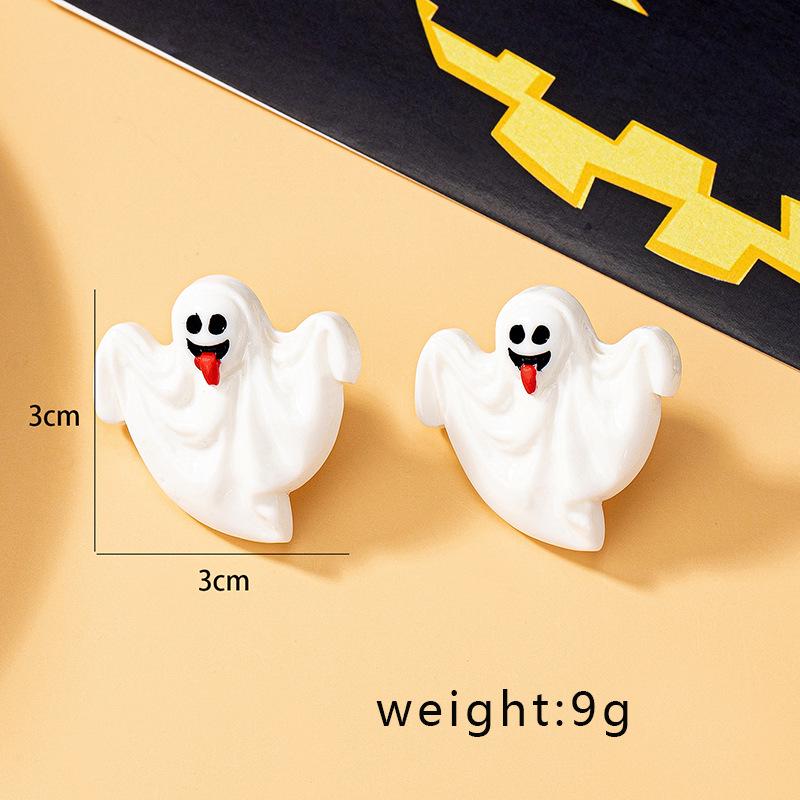 European and American Style Retro Acrylic Halloween Ghost Earrings - Cute, Funny Fashion Studs for Women
