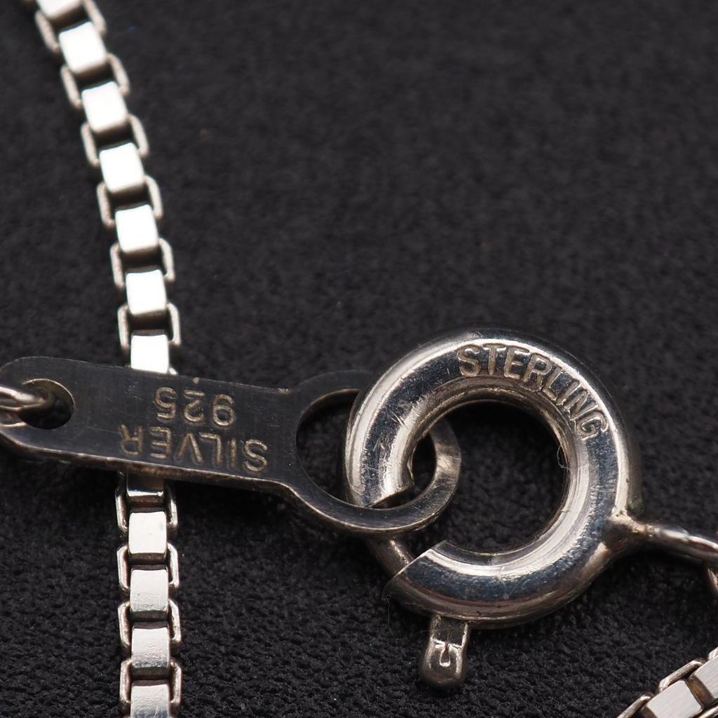 Used B420 Vintage STERLING SILVER925 Engraved Necklace Venetian Chain Design Silver