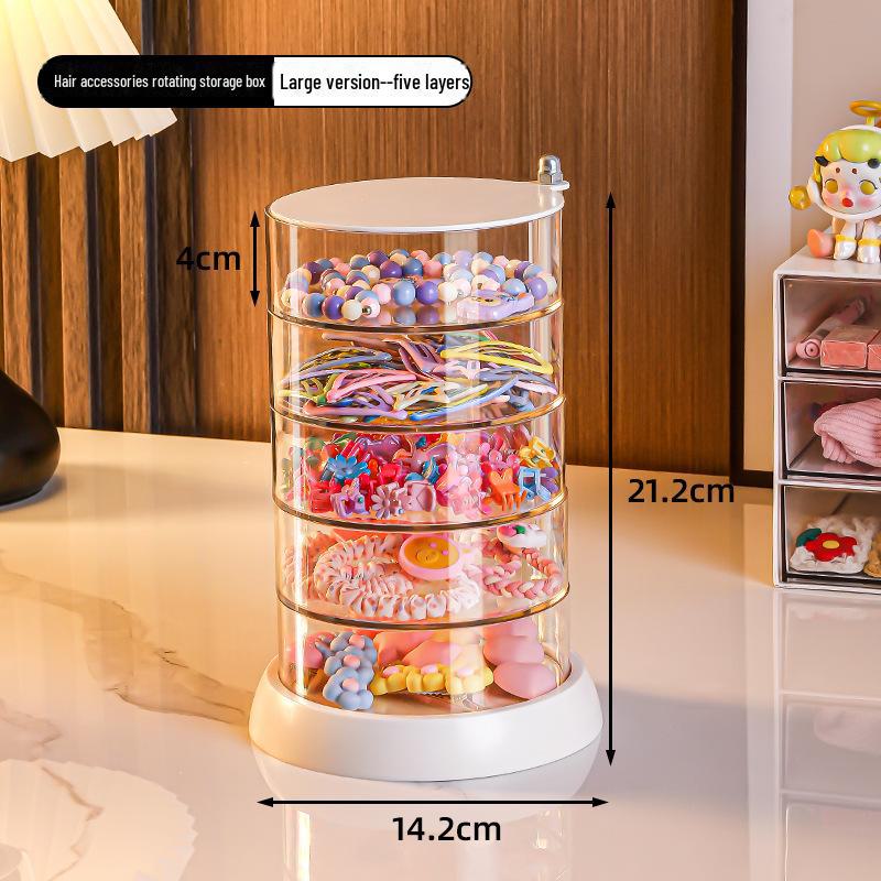 

Многослойная вращающаяся шкатулка для хранения украшений - органайзер для аксессуаров для волос с защитой от окисления