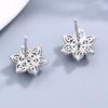 S925 Sterling Silver Christmas and Winter Bright Snowflake Sterling Silver Diamond Stud Earrings Beautiful Flower Stud Earrings Sliver Ornament