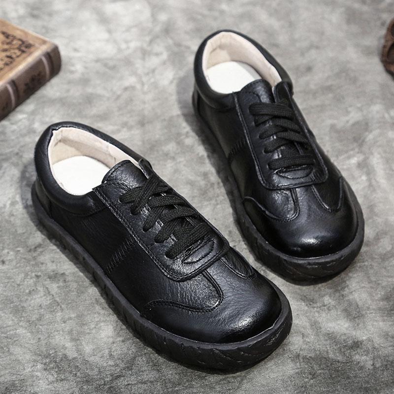 Mode GKTINOO 2025 Neue Frühling Damen Ballerinas Schnürschuhe Runde Zehenpartie Echtes Leder Ballerinas Damen Freizeitschuhe Weiche Sohle Damenschuhe