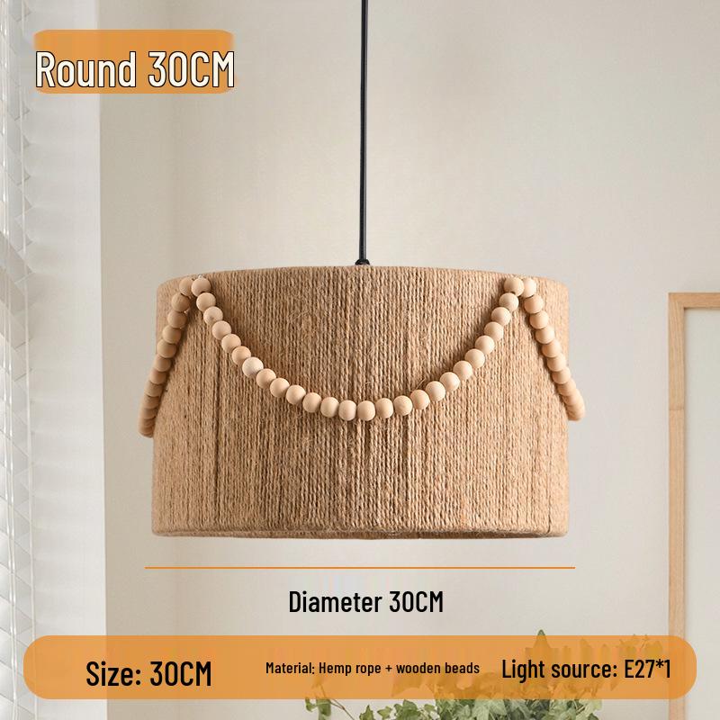 Wabi-Sabi Retro Hemp Rope Tassel Chandelier for Bedroom or Living Room
