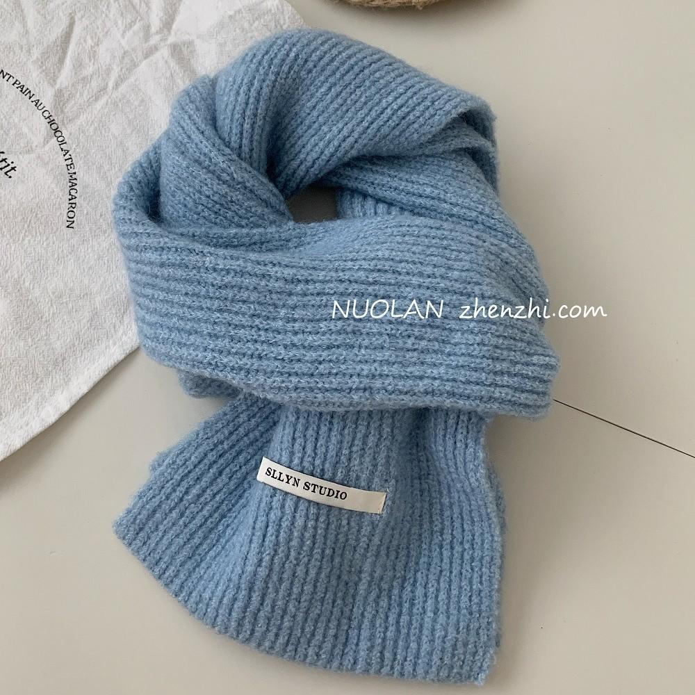 Manufacturer's homemade wool blended solid color wool scarf female winter white new student couple simple knitted scarf