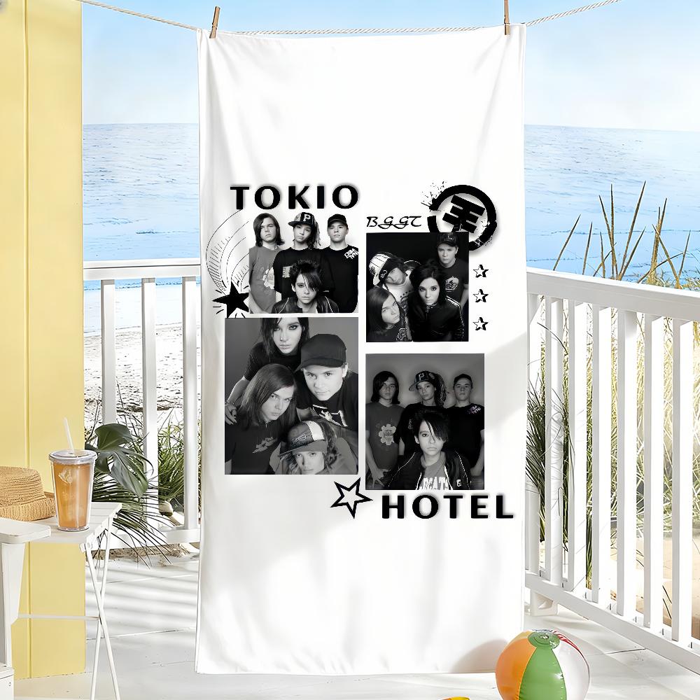 Telo da Musica Rock Band T-Tokio Hotel Logo Asciugatura Rapida Morbido Yoga Nuoto Fitness Alpinismo Grandi Teli da Spiaggia