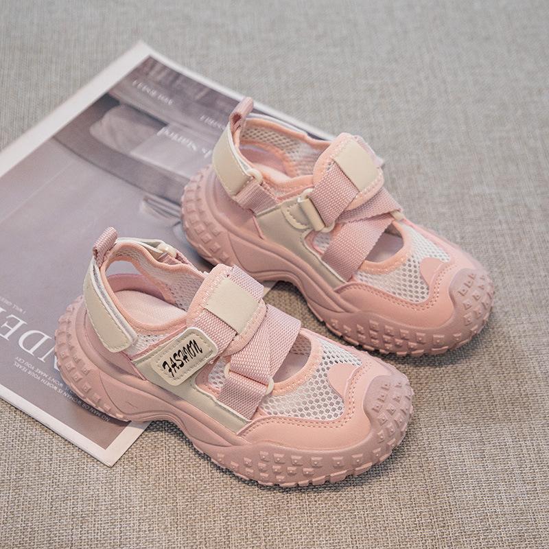 

Girls sports sandals 2025 summer new baotou children older children girls single net soft sole summer shoes non-slip 26