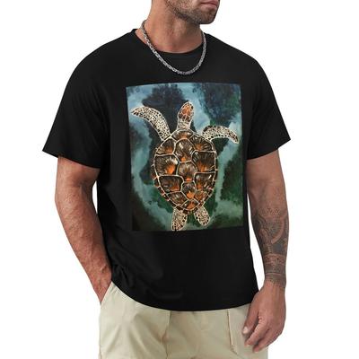 Sea Turtle Painting TShirt Oversizeds Tshirts Man Cotton Graphic Tees Custom T Shirt Mens T Shirts Top Quality