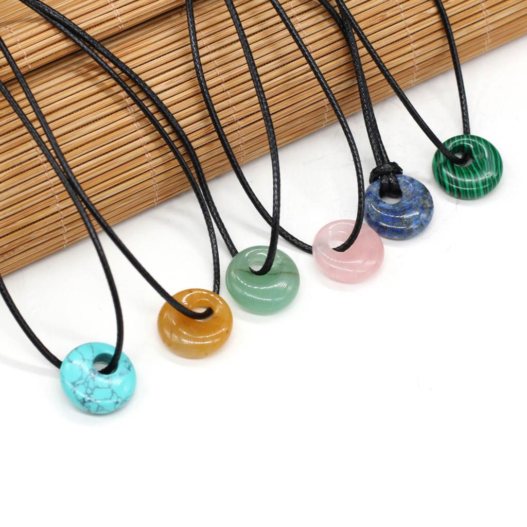 Natural Stone Pendant Necklace Round Shape Crystal Tiger Eye Agates For Women Men Jewelry Making Necklace Charm Gift