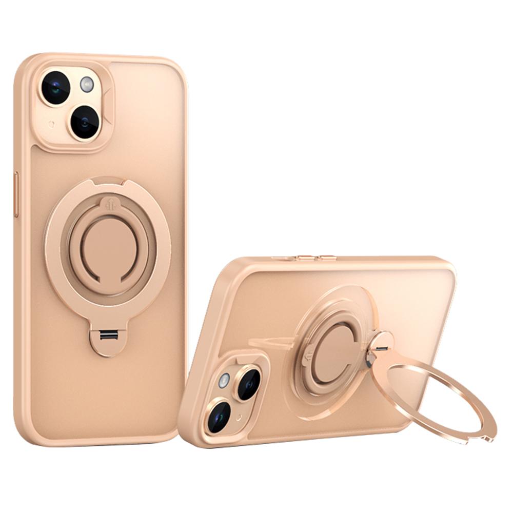 For iPhone 15 Case Compatible with MagSafe Kickstand Matte PC+TPU Phone Cover with Silicone Ring A