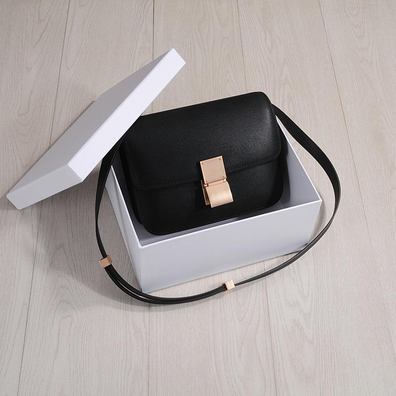 Echtes Leder Tofu Bag Box Retro Rindsleder Neue Modische Kleine Quadratische Tasche Einzelne Schulter Umhängetasche Vielseitige Damentasche
