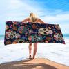 Buntes Zuckerschädel-Strandtuch Design Gemustert Sonnenschutz Und Winddicht Geeignet Für Schwimmbad Camping Reise Decke
