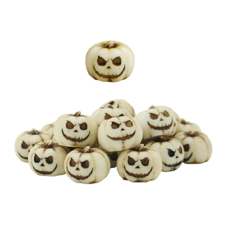 Halloween Resins Sculpture Collection 20Pcs Ghostly Face Miniature Pumpkin Decors Ornaments For Creative Garden Display