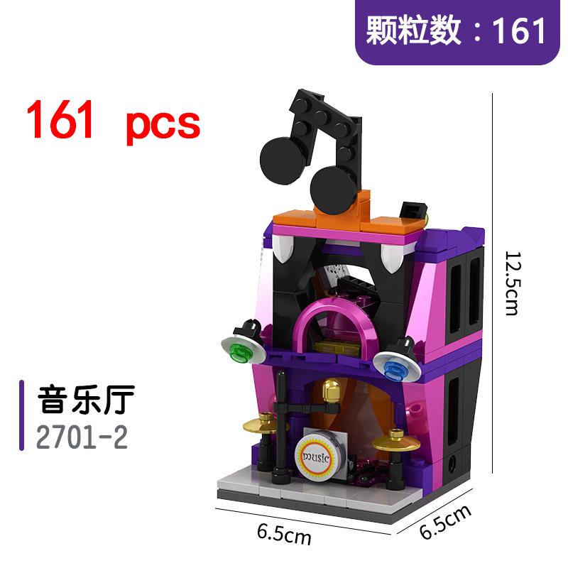 City Miniature Views Mini Street Coffee Shop Model Building Blocks Kits Bricks Kids Toys Girls Boys Flower Food Retail Store