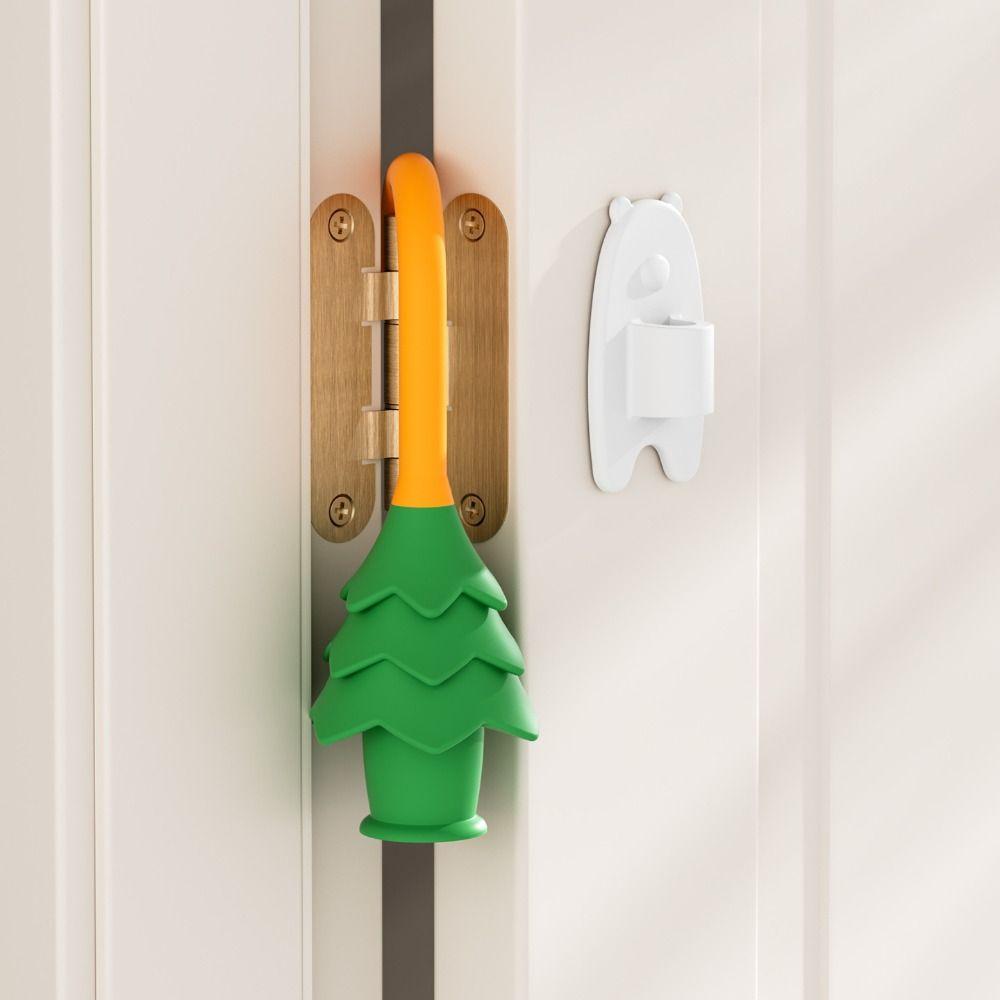 Niedlicher Weihnachtsbaumform Türstopper Sicherheitssilikon Kinder Fingerschutz Tragbar Anti-Quetsch Hand Türschloss