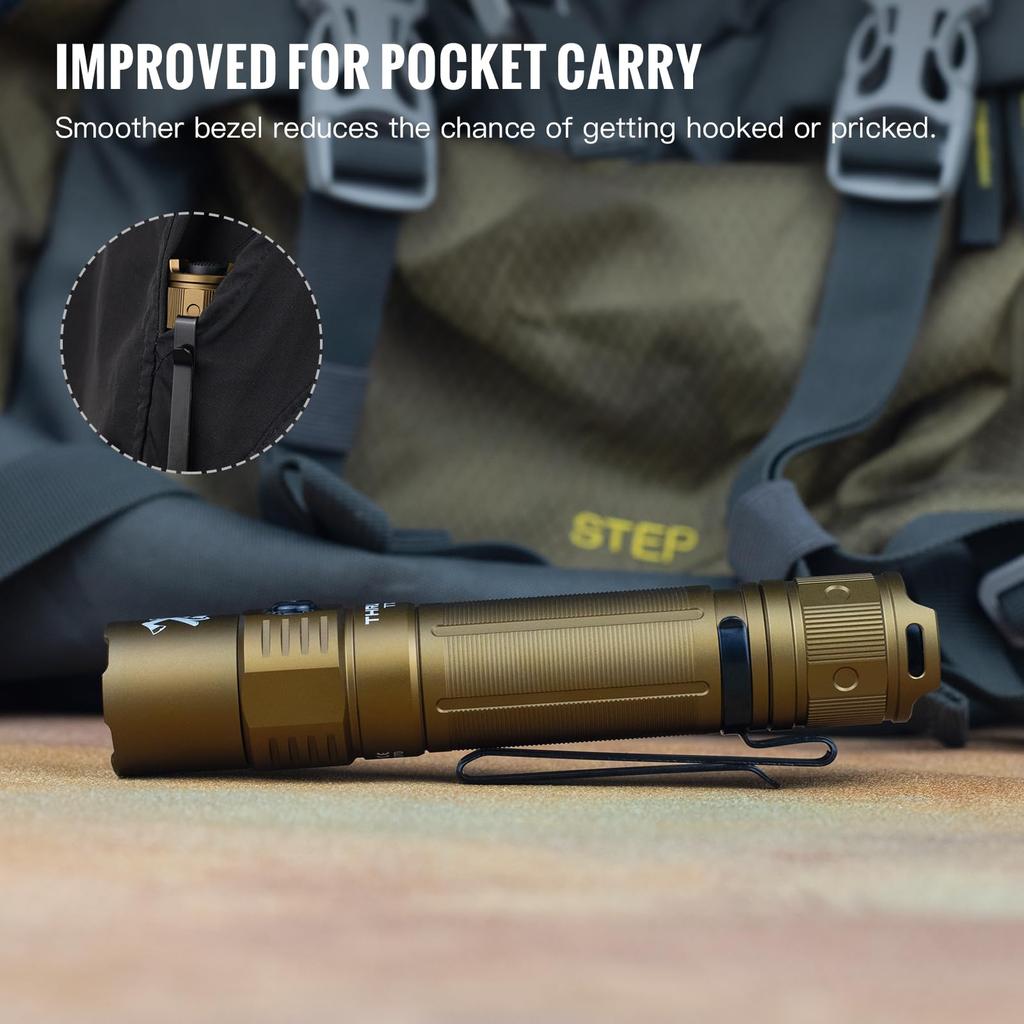 ThruNite TT20 Tactical Flashlight 2010 Lumens 305 Meter Beam Range Rechargeable Compact Light Ideal for Hunting and Hiking [Upgraded Edition]