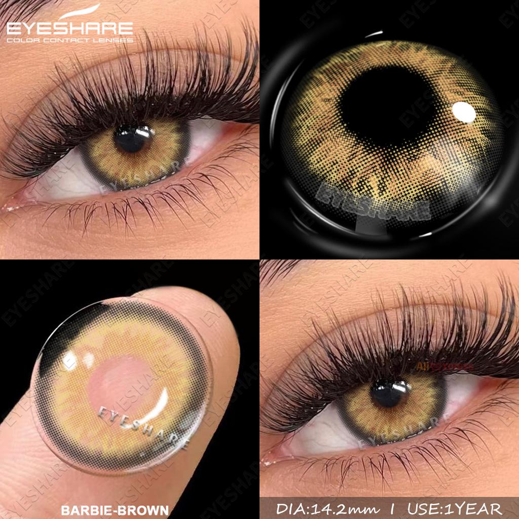 Eyeshare Natürliche farbige Kontaktlinsen für die Augen, 2 Stück, blaue Kontaktlinsen, braune Augen, Farblinsen, graue Schönheitsschüler, jährliche grüne Linsen