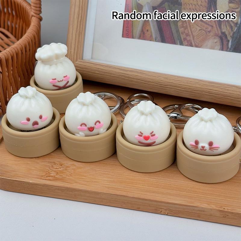 Funny Dumplings Keychains Simulated Dumpling Keyring Stress Relief Keychain for Bag Backpack Accessories Hanging Ornament