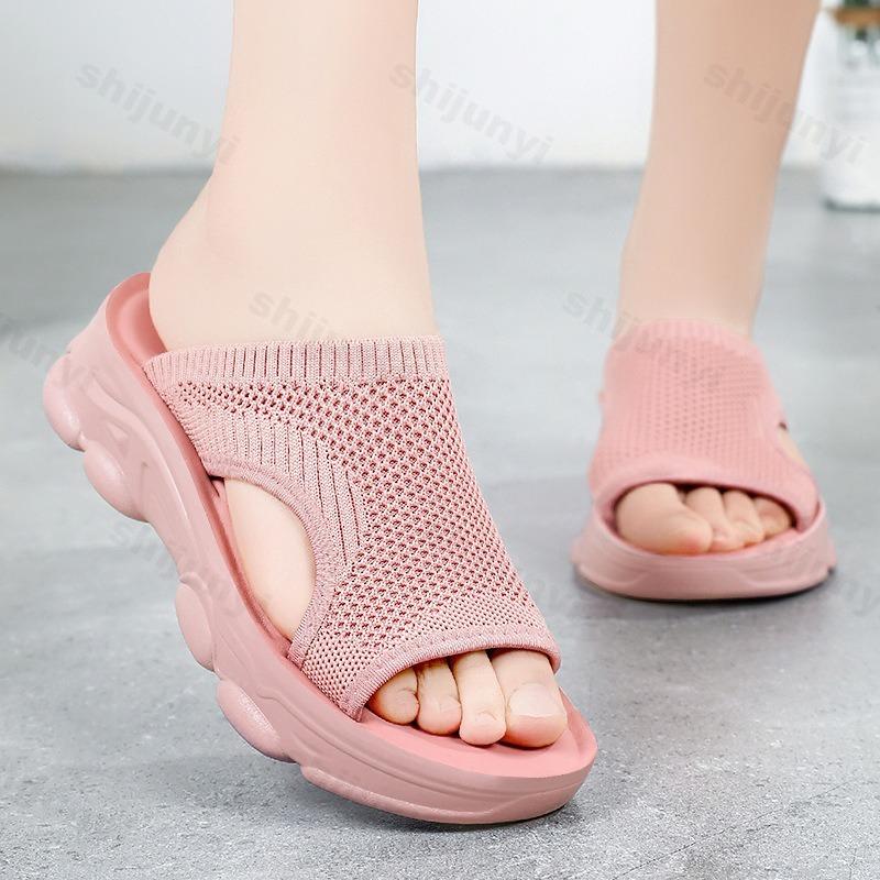 Fashion Women's Shoes Summer Slippers 2025 New Comfort Casual Mesh Breathable Women Platform Sandals Anti Slip Outdoor Half Slippers