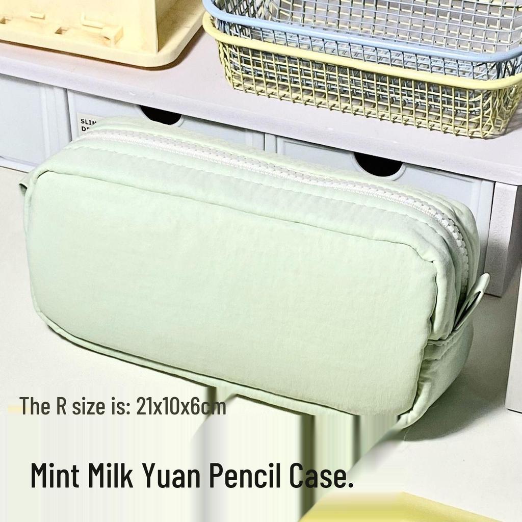 Sea Salt Blue Large Capacity Japanese-Style Pencil Case - Simple, Solid Color Student Stationery Bag