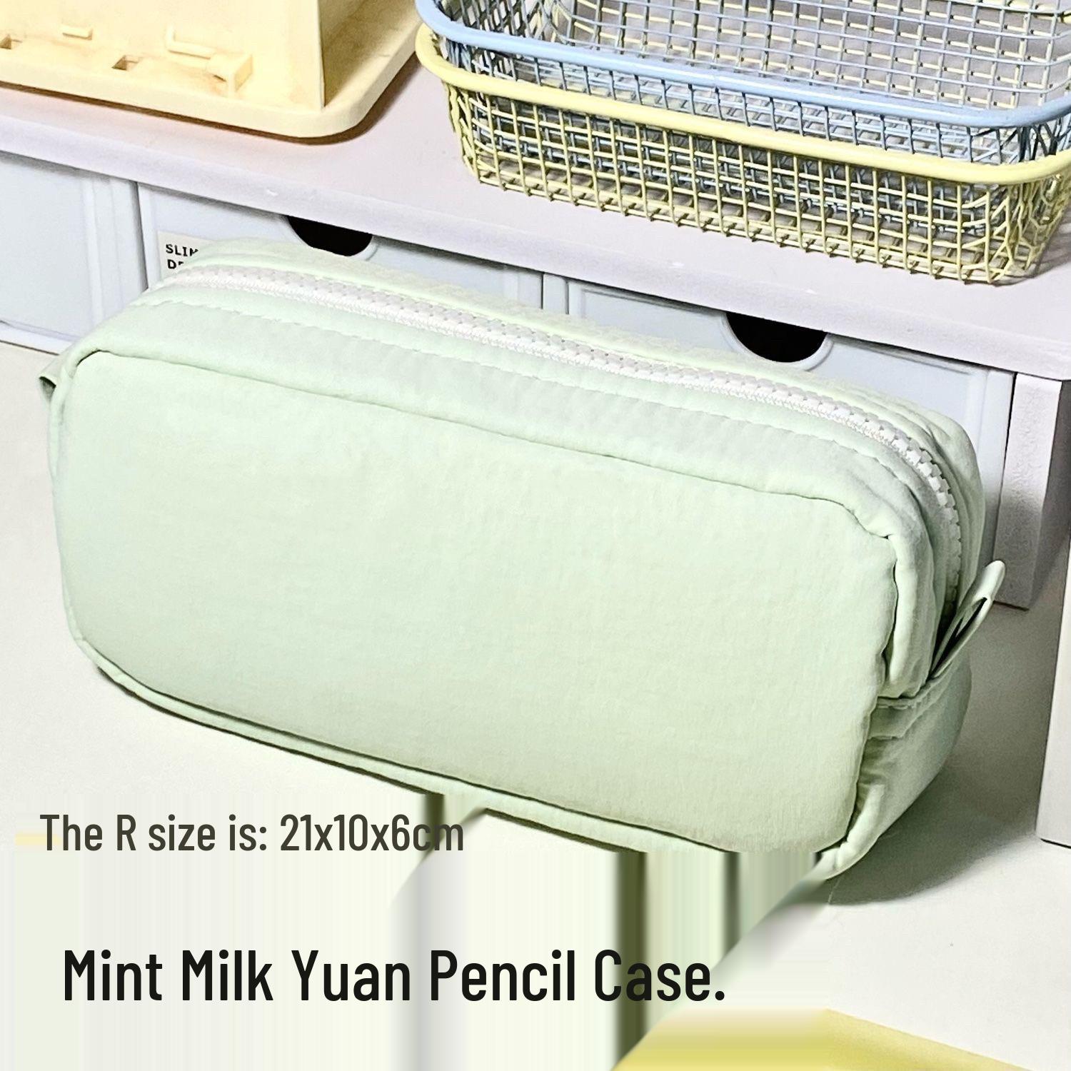 

Sea Salt Blue Pencil Case - Japanese Style, Solid Color, Large Capacity Stationery Bag