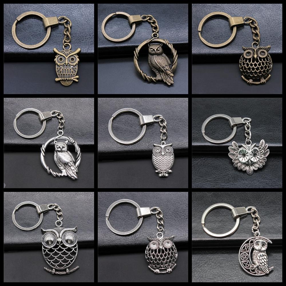 Herren Schlüsselanhänger DIY Metallhalter Kette Vintage Eulen Anhänger Kreativer Party Schmuck Zubehör Geschenk