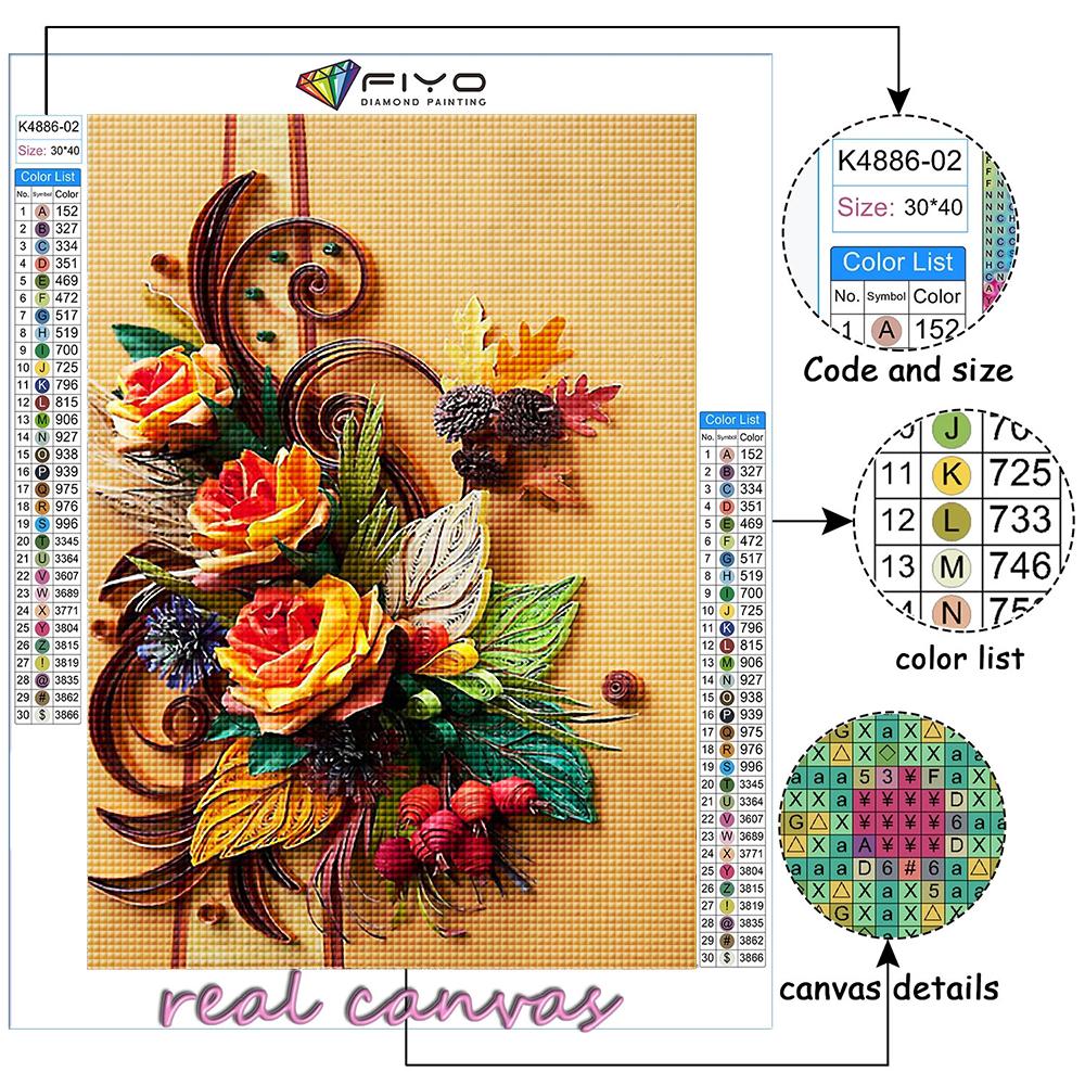 Diamantbroderi Blommor 5D DIY Diamantmålning Korsstygn Strass