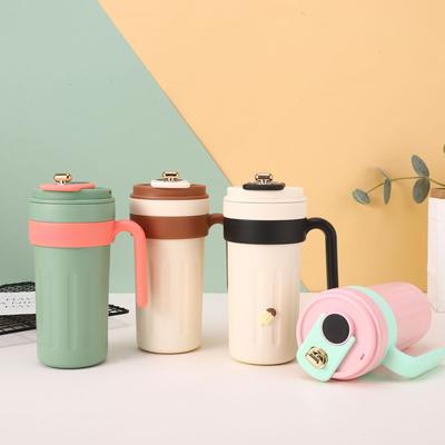 Hochwertiger Smart Mug aus Edelstahl 316, tragbare Kaffeetasse fürs Büro mit Henkel, Reisebecher für Outdoor-Studenten