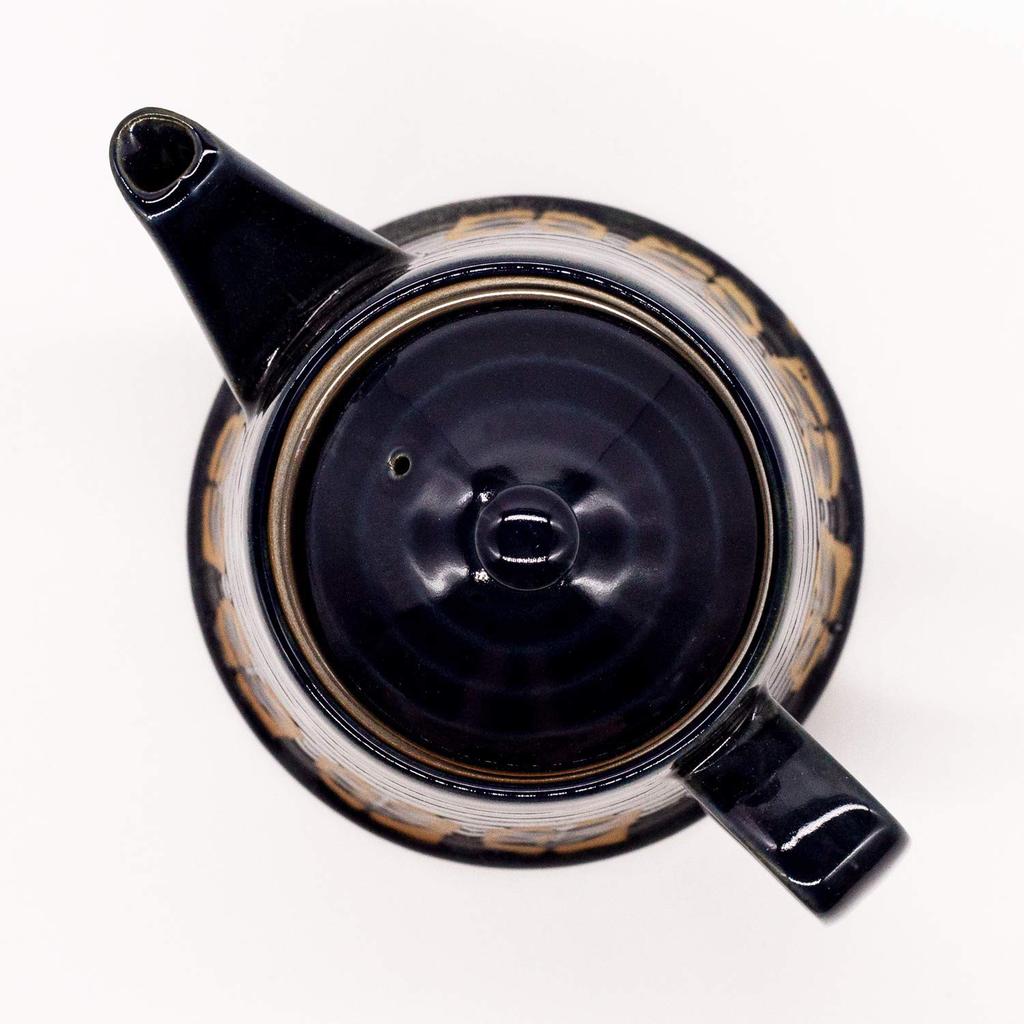 Mino Ware Pot, Approx. 450ml, Laurel Design, Navy Blue, Made In Japan, 500-07