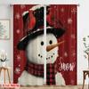 2pcs,2D plane printing Window Curtain Let It Snow Snowman Snowflake Versatile Fabric (without rod) All Seasons Use for Living