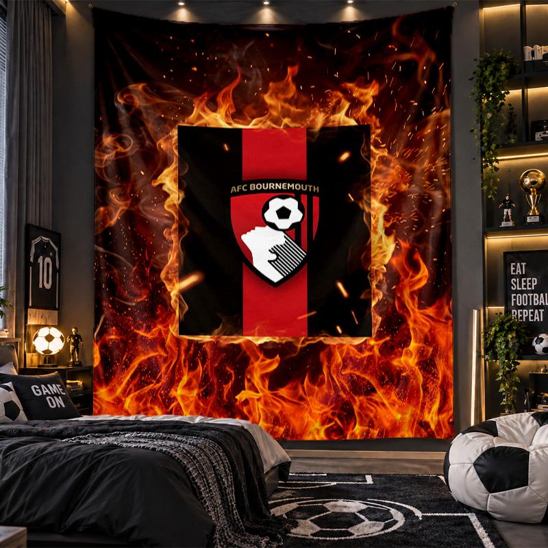 Sieninis gobelenas Bournemouth futbolo spaudinio audinys svetainei, miegamajam, namų dekoravimui