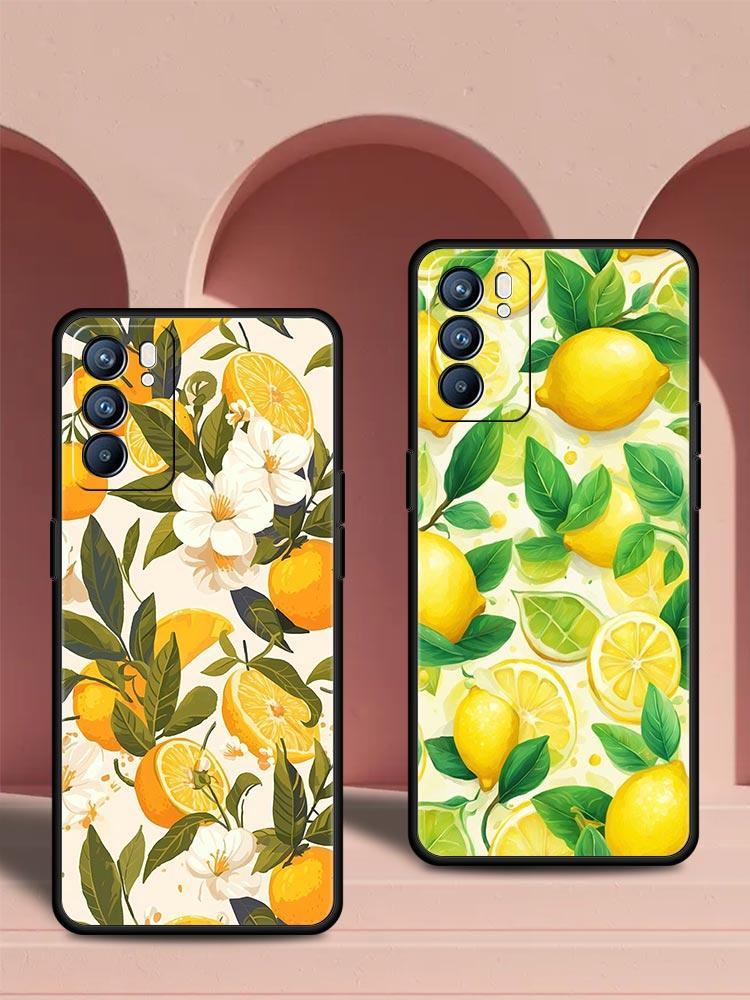 Summer Fresh Fruit Lemon Print Phone Case For Oppo Reno 13 12 11 10 7 F Find X5 X6 A98 A80 A79 A78 A57 A54 A31 A17 Pro Soft TPU