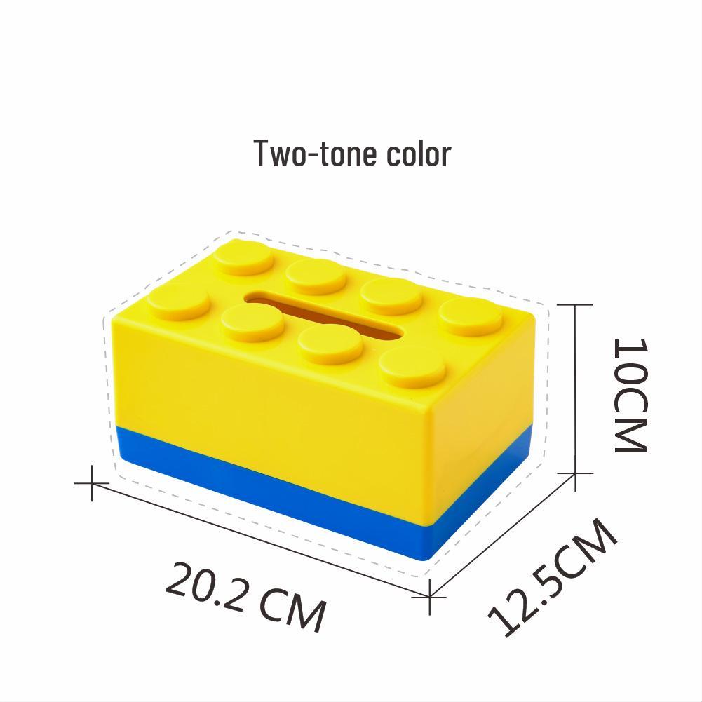 Two-Tone ABS Building Blocks Tissue Box - Creative Pull-out Design for Bathroom & Living Room