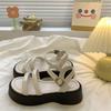 Internet celebrity versatile casual muffin thick-soled one-word buckle with beach Roman shoes trendy sandals women's summer 2025 explosion