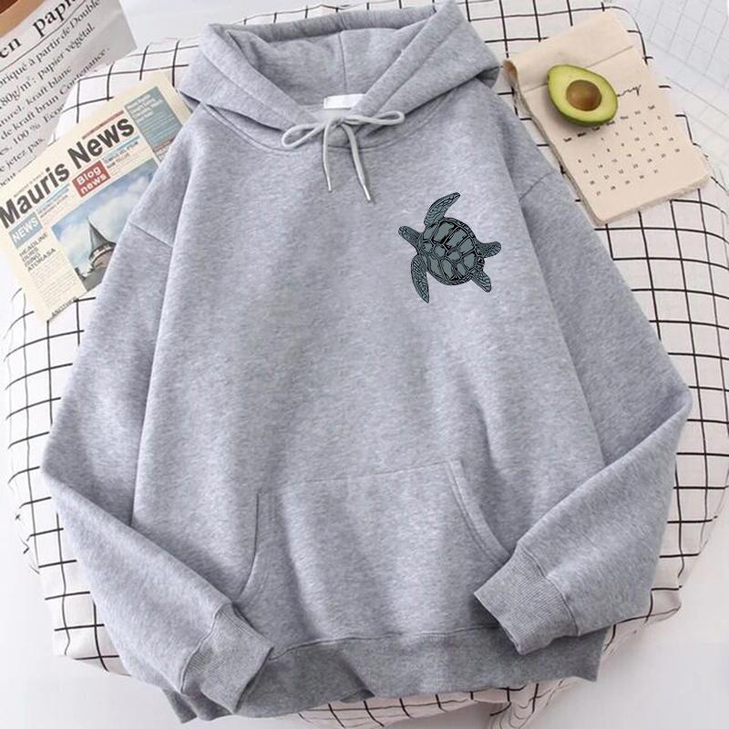 Casual Sea Turtle Print Hoodies Beach Malibu Surfing Diving Seattle Beach Graphic Sweatshirt Hoody Women Graphic Hooded Clothes