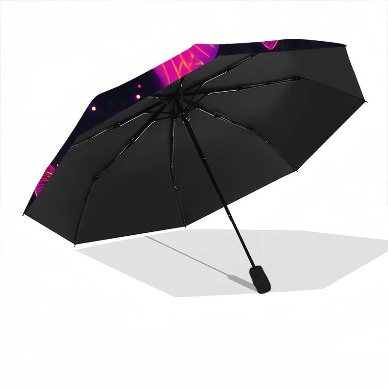 1pc Butterfly Neon Automatic Open/close Folding Umbrella, Compact Portable Travel Umbrella, Cute Umbrella, Durable Construction Yy260328017