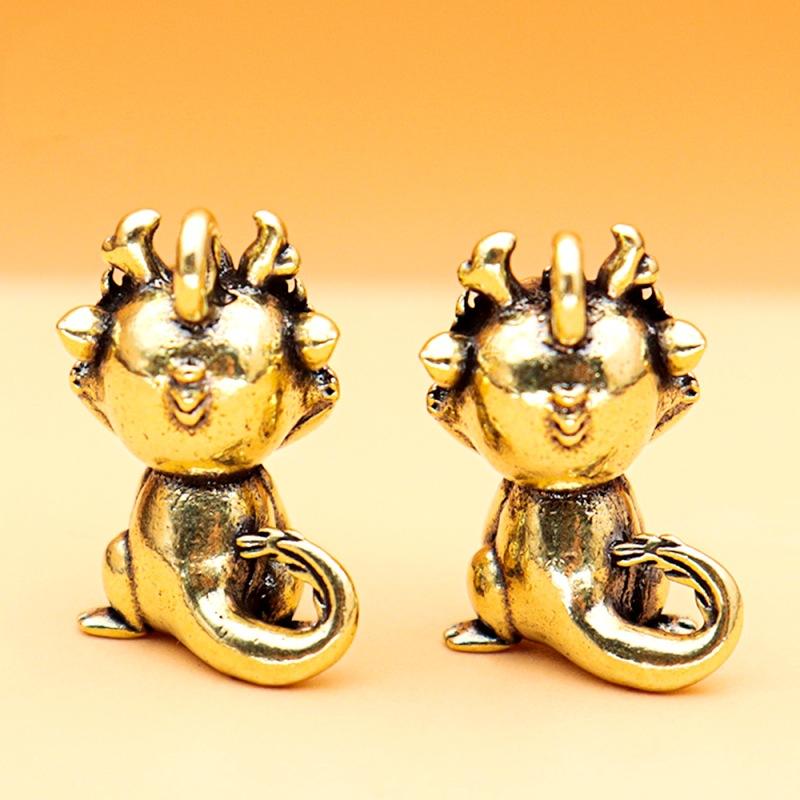 Vintage Statue Figurine Wealth Brass Decor Prosperity Chinese Style Ornament Dragon Luck Animal Mini Home Accessories Gift