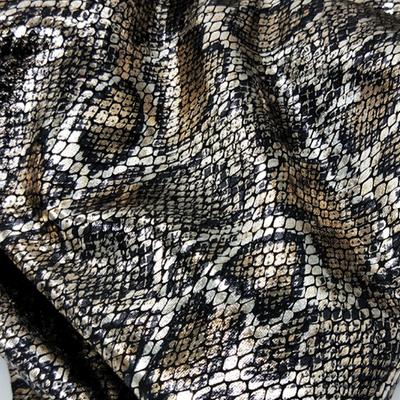 1/2/3M 4-Way Elastic Classic Leopard Print Bronzing Fabric Gold Snake Skin Texture Spandex Fabric For Sewing Clothes Upholstery