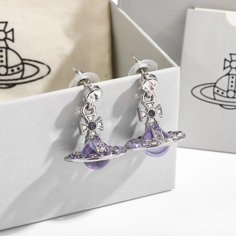 Empress Cixi Saturn Gradient Diamond Orb Necklace & Earrings Set for Women