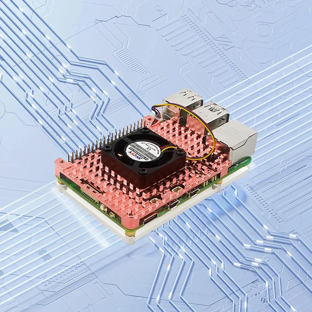 Pure Copper Heatsink Cooling Kit Passive Cooling Shell 3mm Copper Enclosure with Cooling Fan Suitable for Raspberry Pi 5