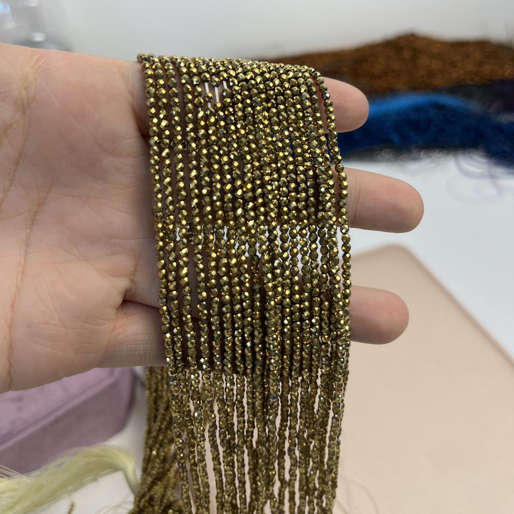 5 String, Affordable Iridescent Plated Glass Seed Beads 2mm/3mm, 38cm Strand, Bulk Loose Spacer Beads for DIY Bracelet Necklace Ankle Jewelry Making