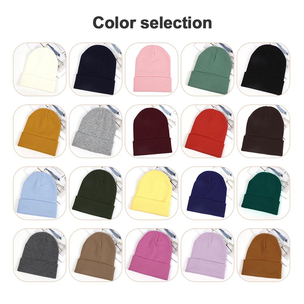 Custom Logo Unisex High Quality Plain Blank Color Winter Hat Cap Acrylic Knitted Beanie