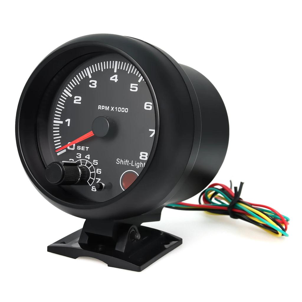 3.75 Car Universal Black Tachometer Gauge Blue Inter Shift Light 0 8000 RPM