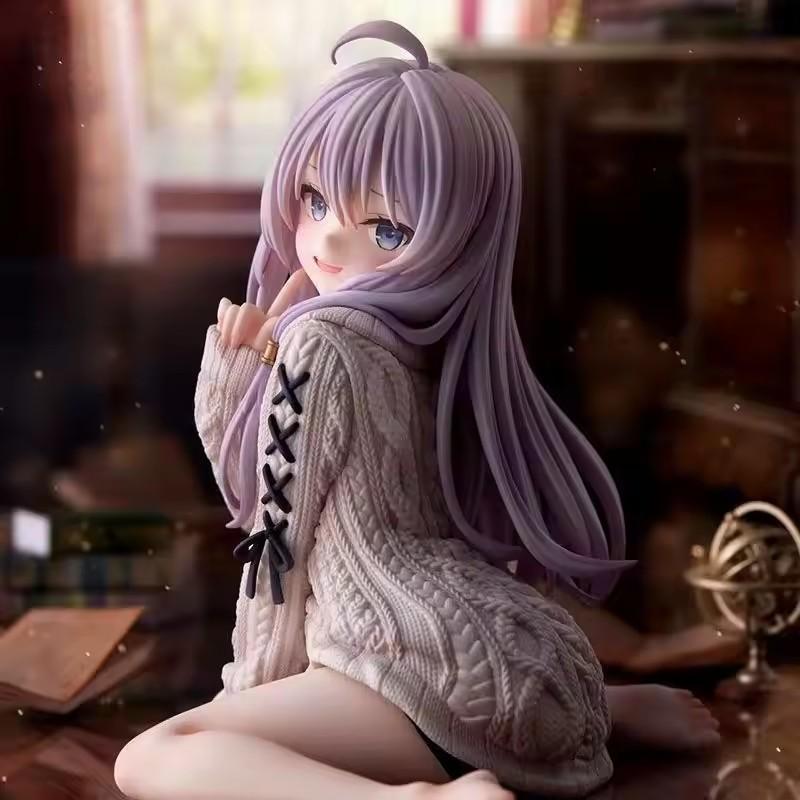 Hot Sold The Journey of Elaina Anime Figure Knit Dress Witch Elaina Action Figure PVC Collection Model Doll for Christmas Gifts