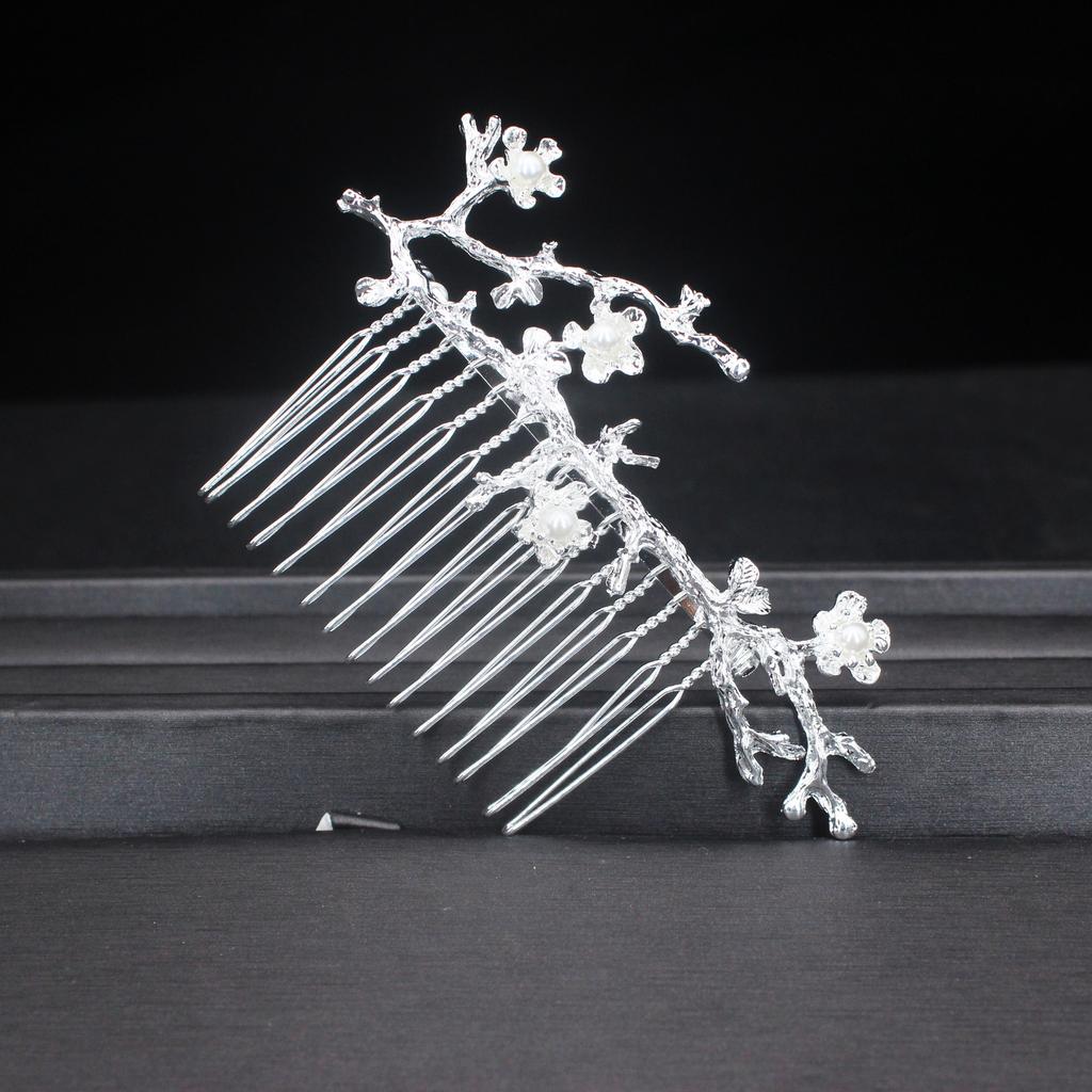Trendy Handmade Wedding Hair Comb Leaf Flower Bridal Hairpins Pearl Head Jewelry Girls Hair Accessories Hairstyle Design Tools