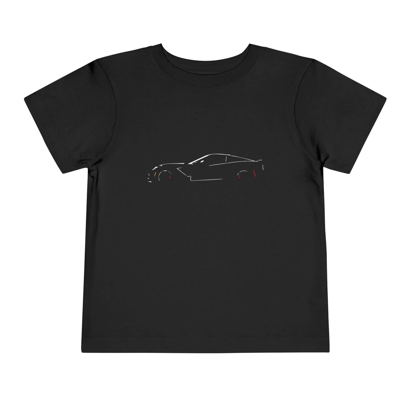 Toddler C7 Corvette Stingray Line Art T-Shirt, Minimalist Car Tee M