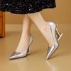 Pumps Women Shoes Flower Totem Slip-On Shallow Shoes Wedding Party Pointed Toe High Heels Pump Femme Special-shaped Heel