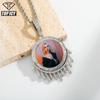 Top Icy DIY Customized Water Drop Style Iced Out Cubic Zircon Silver Gold Jewelry Circle Photo Necklace Private Photo Pendant