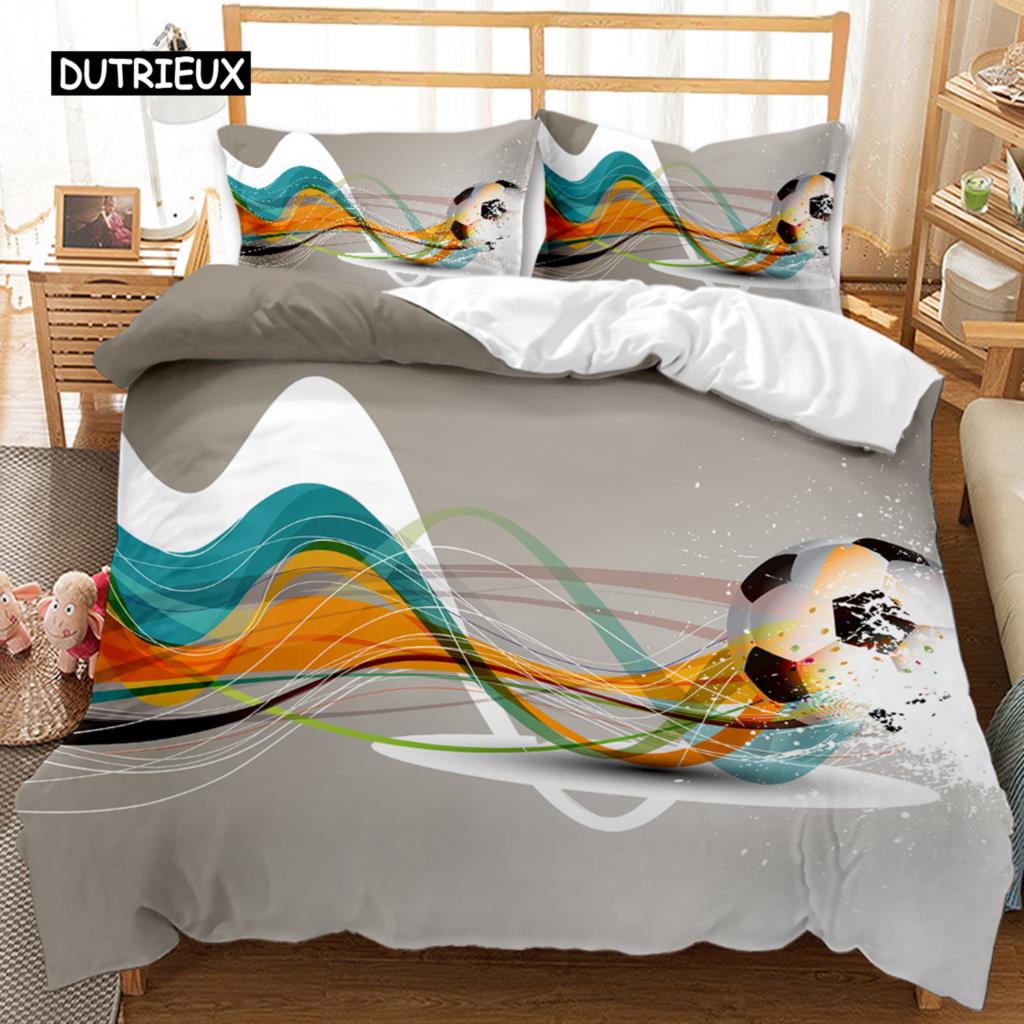 Soccer Duvet Cover Football Kids Bedding Set 3D Comforter Cover Boys Teens Sport Lovers Double Queen King Polyester Qulit Cover