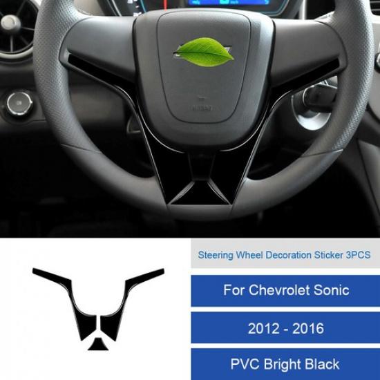 Carbon Fiber Front Steering Wheel Chin Cover Sticker For Chevrolet Sonic 2012-16