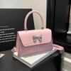 Textured New Popular Bow Fashion Casual Simple Bright Silk Shoulder Crossbody Small Square Bag Women's