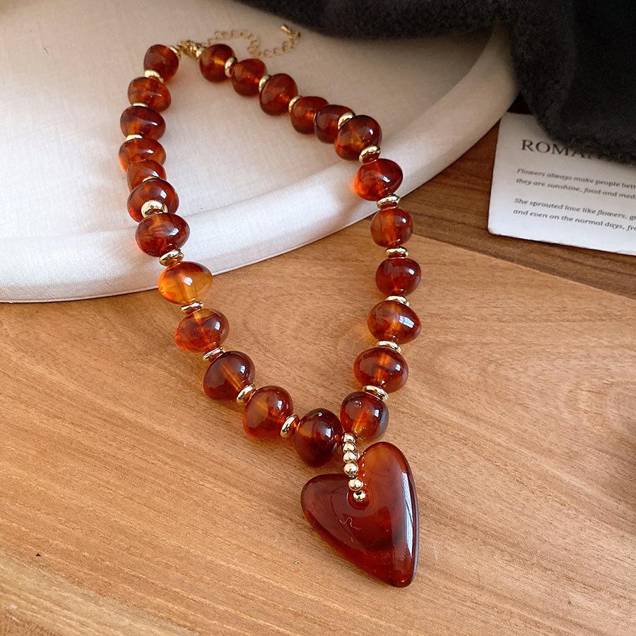 Bohemia Oval Acrylic Bracelet Love Pendant Necklace Woman Banquet Accessories